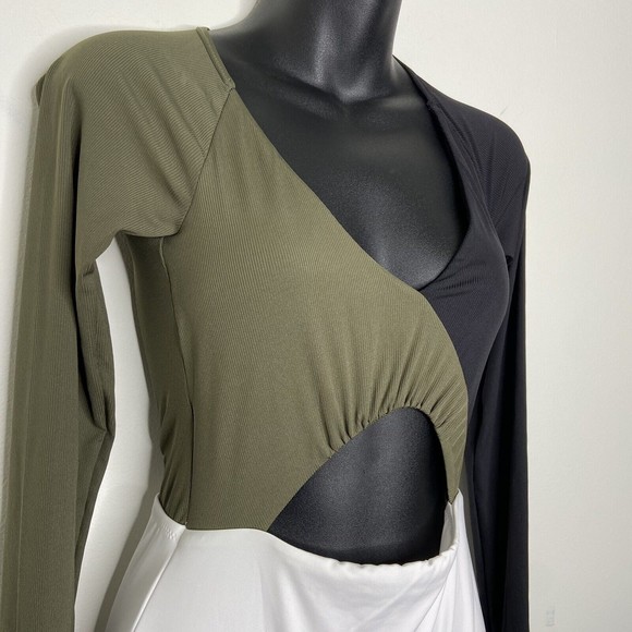 SANCTUARY Color Block Long Sleeve One Piece Cutout Swimsuit Women’s Small ($119) - Picture 3 of 11